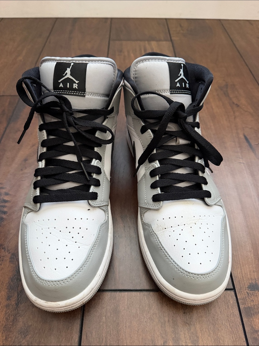 Jordan High-Top Sneakers - White, Gray & Black